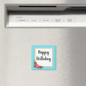 Happy Birthday Floral Country Square Magnet (In Situ (Geschirrspüler))