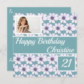 Happy Birthday Floral Design Custom Card (Vorne/Hinten)