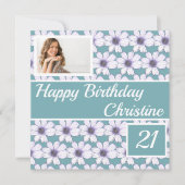 Happy Birthday Floral Design Custom Card (Vorderseite)