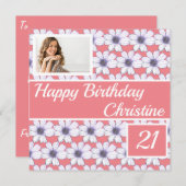 Happy Birthday Floral Design Custom Card (Vorne/Hinten)