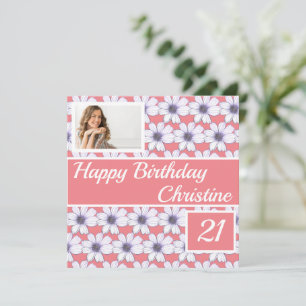 Happy Birthday Floral Design Custom Card