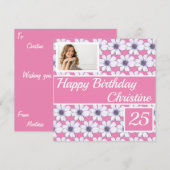Happy Birthday Floral Design Custom Card (Vorne/Hinten)