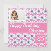 Happy Birthday Floral Design Custom Card (Vorderseite)