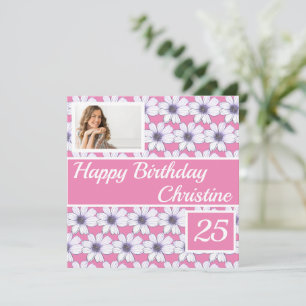 Happy Birthday Floral Design Custom Card
