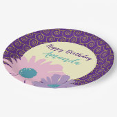 Happy Birthday Floral Garden Pappteller (Schrägansicht)
