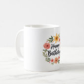 Happy Birthday Floral Kaffeetasse (Vorderseite Links)