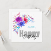 Happy Birthday Floral Karte (Vorderseite/Rückseite Beispiel)