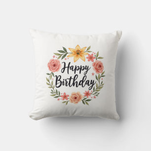 Happy Birthday Floral Kissen