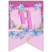 Happy Birthday Floral Pink Lila Polka Dots Party Wimpelkette (Zweite Fahne)