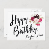 Happy Birthday Floral Postcard für sie Postkarte (Vorne/Hinten)