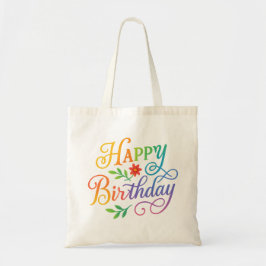 Happy Birthday Floral Rainbow Erwachsener Reißvers Tragetasche