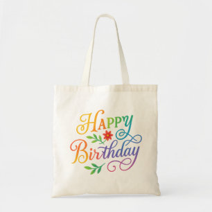 Happy Birthday Floral Rainbow Erwachsener Reißvers Tragetasche