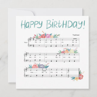 Happy Birthday Floral Sheet Music Card Mitteilungskarte