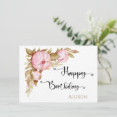 Happy Birthday Floral Watercolor Karte (Stehend Vorderseite)