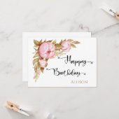 Happy Birthday Floral Watercolor Karte (Vorderseite/Rückseite Beispiel)