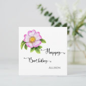 Happy Birthday Floral Watercolor Karte (Stehend Vorderseite)