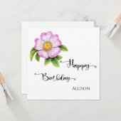 Happy Birthday Floral Watercolor Karte (Vorderseite/Rückseite Beispiel)