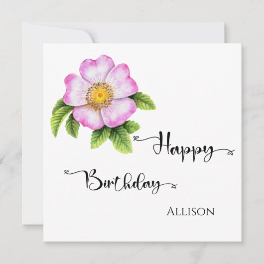 Happy Birthday Floral Watercolor Karte (Vorderseite)