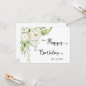 Happy Birthday Floral Watercolor Karte (Vorderseite/Rückseite Beispiel)