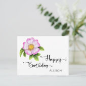 Happy Birthday Floral Watercolor Postkarte (Stehend Vorderseite)