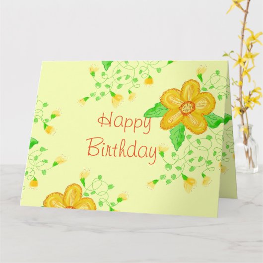 Happy Birthday Floral Yellow Karte (Gelbe Blume)