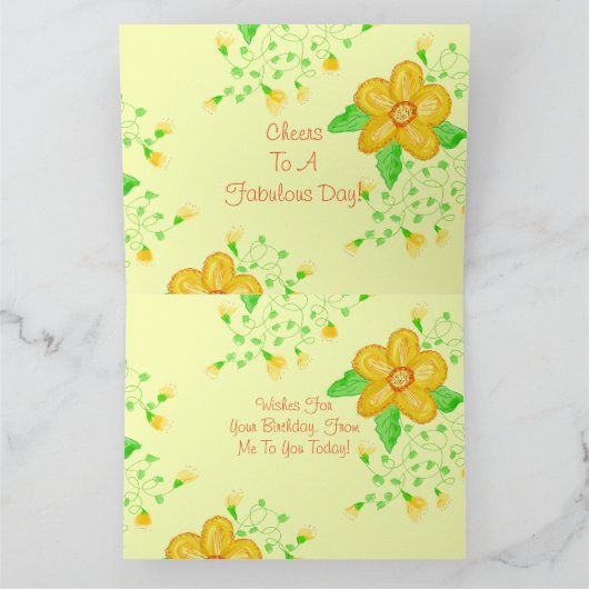 Happy Birthday Floral Yellow Karte (Innenseite)
