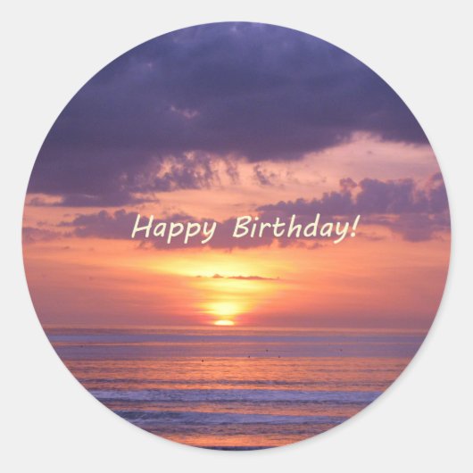 Happy Birthday Florida Beach Sunset Runder Aufkleber (Vorderseite)