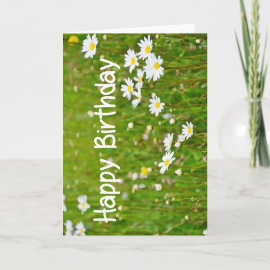 Happy Birthday flower card Daisy Karte (Vorderseite)
