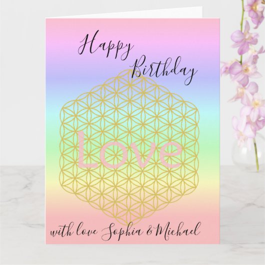 Happy Birthday flower of life Love Mandala Karte (Orchidee)