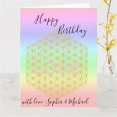 Happy Birthday flower of life Love Mandala Karte (Gelbe Blume)