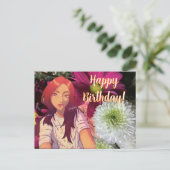 Happy birthday flowers. anime postkarte (Stehend Vorderseite)