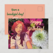Happy birthday flowers. anime postkarte (Vorne/Hinten)