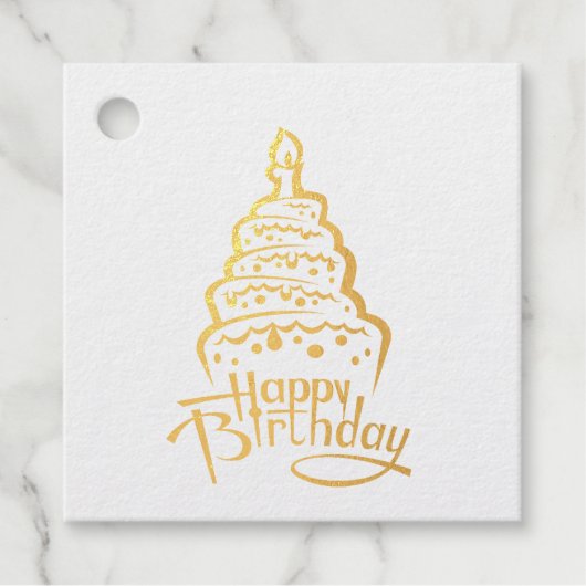 Happy Birthday Foil Favor Tag (Vorderseite)