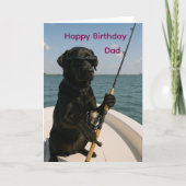 Happy Birthday for Dad, black Labrador fishing Karte (Vorderseite)
