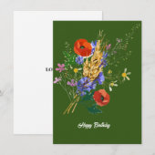 Happy Birthday Forest Green Floral Bouquet Card (Vorne/Hinten)
