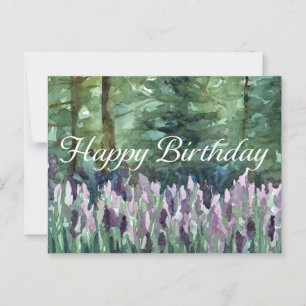 Happy Birthday Forest Wildblumen Wasserfarben Kuns Postkarte