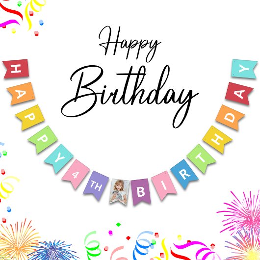 Happy Birthday Foto Age Colorful Wimpelkette