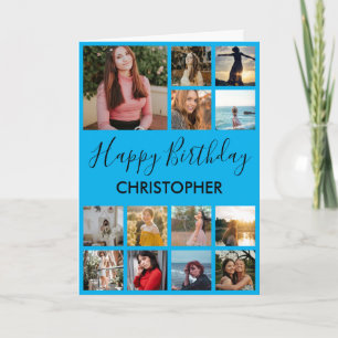 Happy Birthday Foto Collage 13 Fotos Blau Karte