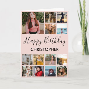 Happy Birthday Foto Collage 13 Fotos Pink Black Karte