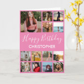 Happy Birthday Foto Collage 13 Fotos Rosa Karte (Gelbe Blume)