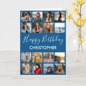 Happy Birthday Foto Collage 16 Fotos Blau Karte (Gelbe Blume)