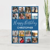 Happy Birthday Foto Collage 16 Fotos Blau