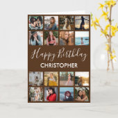 Happy Birthday Foto Collage 16 Fotos braun Karte (Gelbe Blume)