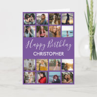 Happy Birthday Foto Collage 16 Fotos Lila Karte