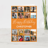 Happy Birthday Foto Collage 16 Fotos Orange Karte (Vorderseite)
