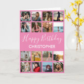 Happy Birthday Foto Collage 16 Fotos Rosa Karte (Gelbe Blume)