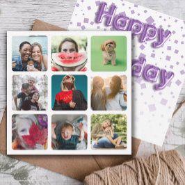 Happy Birthday Foto Collage & Balloon Text Holida Feiertagskarte