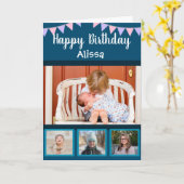 Happy Birthday Foto Collage Individuelle Name Bunt Karte (Gelbe Blume)