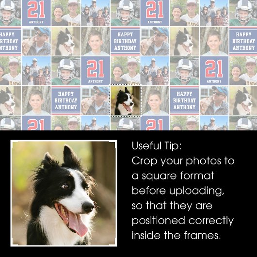 Happy Birthday Foto Collage jedes Alter grünes Sch Geschenkpapier