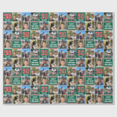 Happy Birthday Foto Collage jedes Alter rot grün Geschenkpapier (Flach)